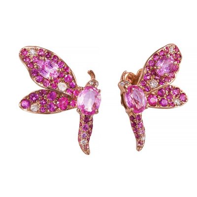 Серьги из золота с бриллиантом и сапфиром (Арт.e0003392a01_sr_ps_ps_pink)