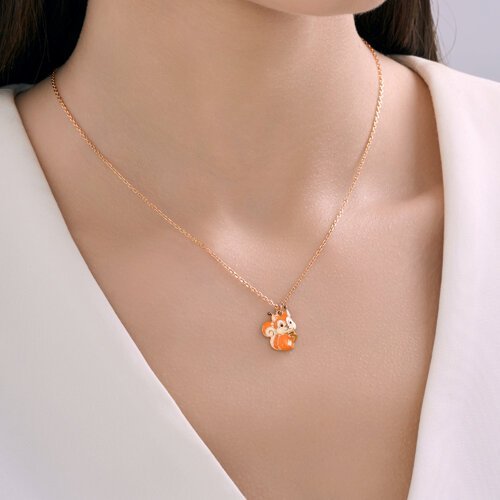 Колье из золочёного серебра с эмалью «Весёлая Белка» SOKOLOV (арт.93070138)