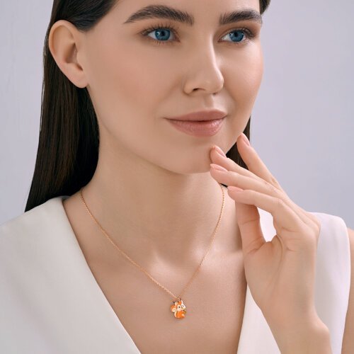 Колье из золочёного серебра с эмалью «Весёлая Белка» SOKOLOV (арт.93070138)