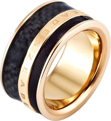 Кольцо из стали с кожей (Арт.zmr03066)