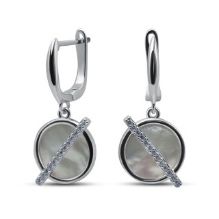 Серьги серебряные с перламутром и куб. цирконием «Крылья света» MyJewels (арт.2222)