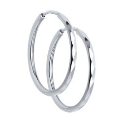 Серьги конго из серебра с алмазной гранью (Арт.94140072)