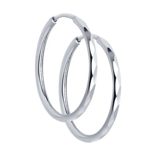 Серьги конго из серебра с алмазной гранью (Арт.94140072)