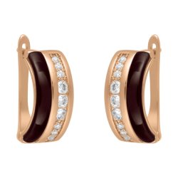 Серьги из серебра с керамикой и куб. цирконием (Арт.tc-e00660-br-g-x-x-w)