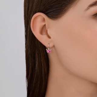 Серьги серебряные с эмалью «Розовая корона» Соколов (арт.94-120-02219-1)
