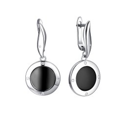 Серьги из серебра с керамикой и фианитом (Арт.tc-e01066-b-w-x-x-w)