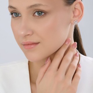Серьги из серебра с фианитами «Снежный цветок» Соколов (арт.94-122-00084-1)