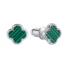 Серьги серебряные с малахитом «Lucky Clover» Fresh Jewelry (арт.TC-E02154-X-W-Mal-X-X)