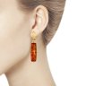 Серьги из золочёного серебра с янтарём (Арт.83020062)
