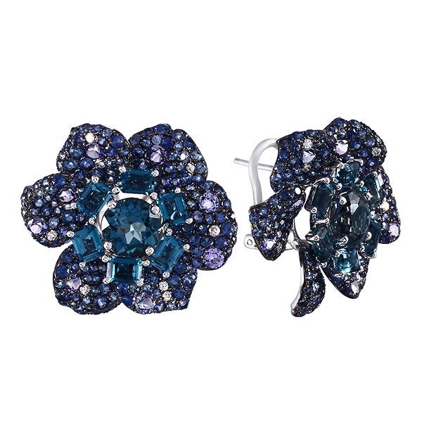 Серьги из белого золота с бриллиантом и сапфиром (Арт.er-33384_sr_glsa_lt_ta_wg)