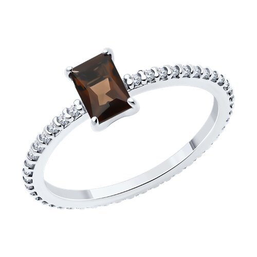 Кольцо из серебра с раухтопазом и фианитами (Арт.92014442)