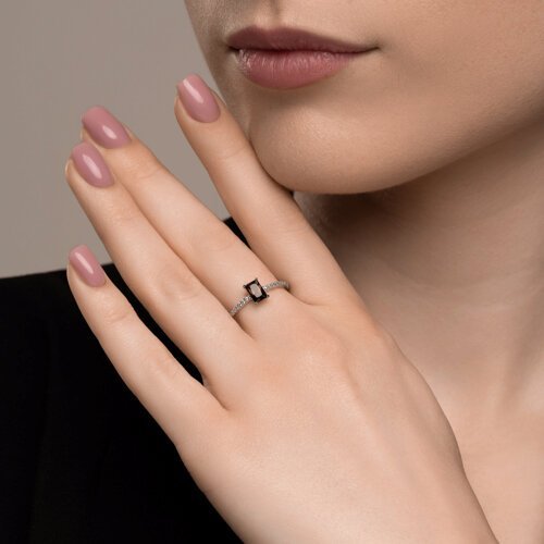 Кольцо из серебра с раухтопазом и фианитами (Арт.92014442)