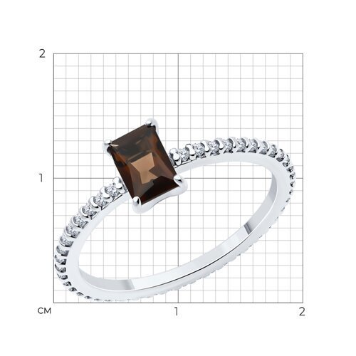 Кольцо из серебра с раухтопазом и фианитами (Арт.92014442)