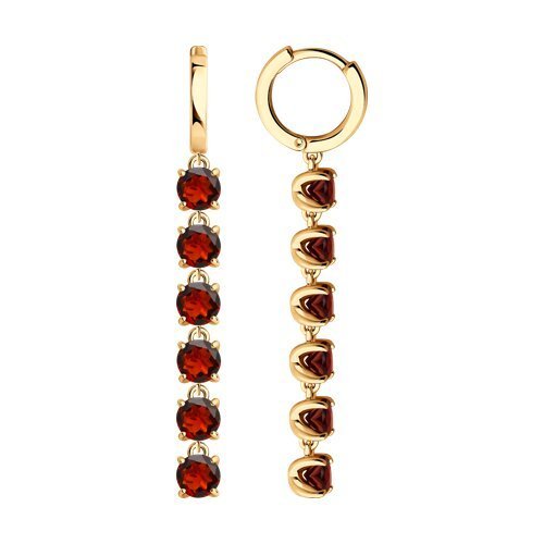 Серьги из золочёного серебра с гранатами (Арт.92022827)