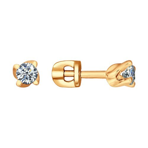 Серьги-пусеты из золочёного серебра с фианитами (Арт.93020531)
