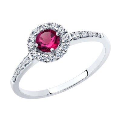 Кольцо из белого золота с бриллиантами и рубином (Арт.4010673-3)