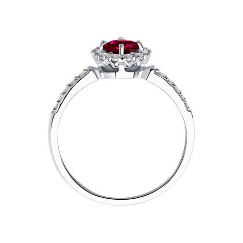 Кольцо из белого золота с бриллиантами и рубином (Арт.4010673-3)