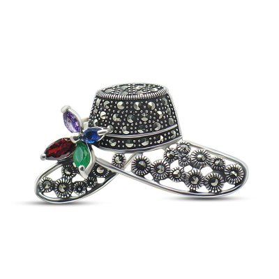 Брошь Серебряные крылья (Арт.08391121496mix_kubcirkonii_markazit)