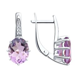 Серьги из серебра с аметистами и фианитами (Арт.94-320-02054-3)