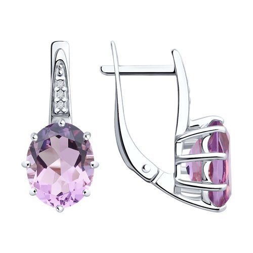 Серьги из серебра с аметистами и фианитами (Арт.94-320-02054-3)