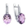 Серьги из серебра с аметистами и фианитами (Арт.94-320-02054-3)