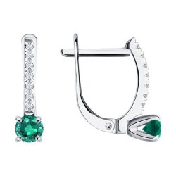 Серьги из белого золота с бриллиантами и изумрудами (Арт.3020540-3)