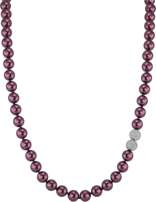 Ожерелье из серебра с жемчугом и куб. цирконием (Арт.32l-sk-18)