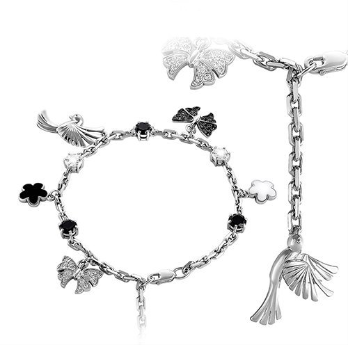 Браслет Kabarovsky (арт. 14-119-0901) из серебра 925 пробы с фианитами — «А-ля тату. Символы счастья»