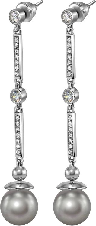 Серьги из серебра с жемчугом и кристаллом swarovski (Арт.aas-5-10-30-s)