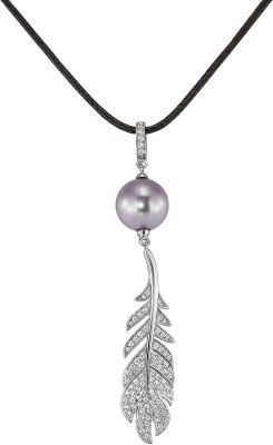 Кулон из серебра с жемчугом и куб. цирконием (Арт.cbp-3-44-16-s)