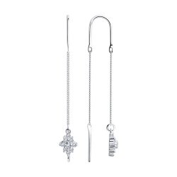 Серьги-цепочки из серебра с фианитами (Арт.94020562)