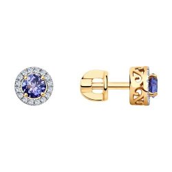 Серьги из золота с бриллиантами и танзанитами (Арт.6024068)