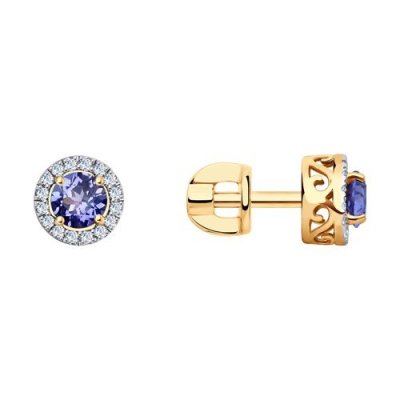 Серьги из золота с бриллиантами и танзанитами «Северное сияние» Соколов (арт.6024068)