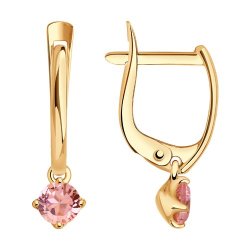 Серьги из золота с розовыми фианитами (Арт.027397)