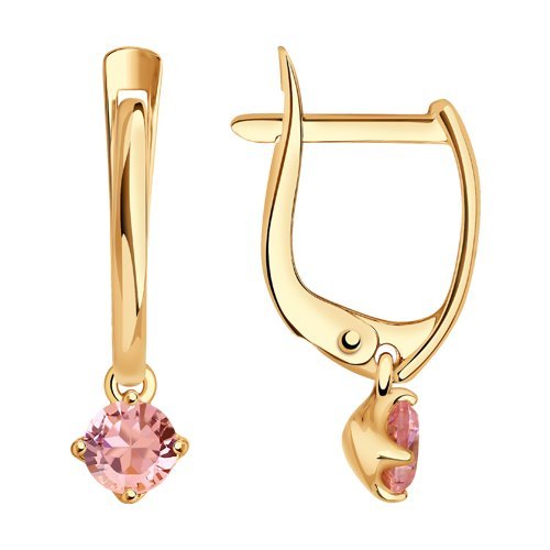 Серьги из золота с розовыми фианитами (Арт.027397)