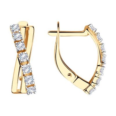 Серьги из золота с фианитами «Перекрестное сияние» SOKOLOV (арт.028189)