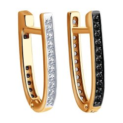Серьги из золота с бесцветными и чёрными бриллиантами (Арт.7020053)