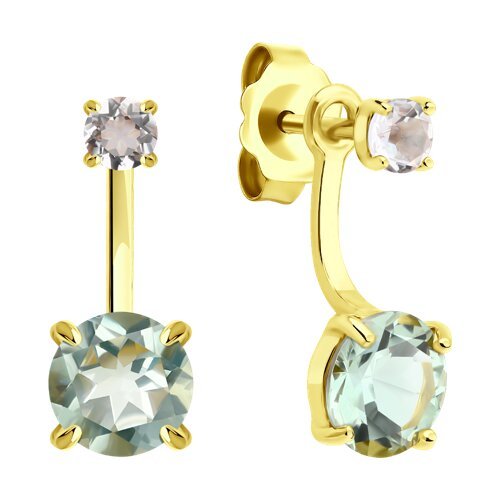 Серьги золотые пробы 585 с празиолитом (Арт.729147-2)