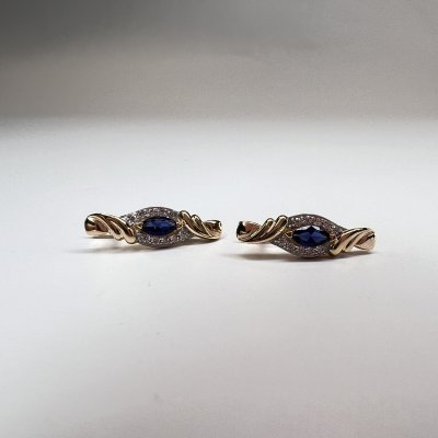 Серьги золото с фианитом и шпинелью «New Colour Вихрь ночи» Estet (арт.01С2115368Р-1)