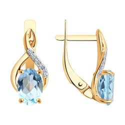 Серьги золотые пробы 585 с топазом (Арт.72-00044)