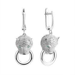 Серьги из серебра с фианитом и шпинелью (Арт.cz-e04000-x-w-em-b-w)
