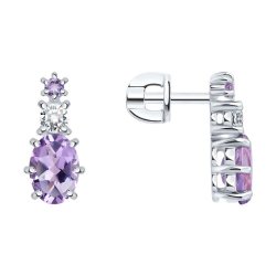 Серьги из серебра с аметистами и фианитами (Арт.92023231)