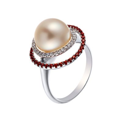 Кольцо из белого золота с бриллиантом и жемчугом (Арт.446921_os_gnwp_wg)
