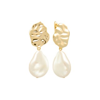 Серьги с жемчугом Baroque Pearl «Золотой Шелест» Fresh Jewelry (арт.PI-E415-18-X-L-PN-X-X)