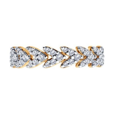 Кольцо из золоченого серебра с фианитами «Листья сияния» Соколов (арт.93011155)