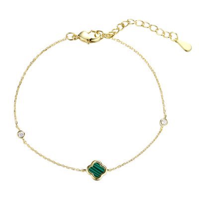 Браслет из серебра с малахитом и фианитом (Арт.tc-b02156-x-l-mal-x-w)