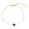 Браслет серебряный с малахитом и фианитами «Lucky Clover» Fresh Jewelry (арт.02156)