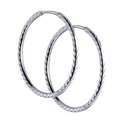 Серьги конго из серебра с алмазной гранью (Арт.94140073)