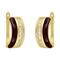 Серьги из серебра с керамикой и куб. цирконием (Арт.tc-e00660-br-l-x-x-w)