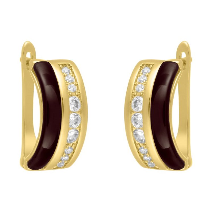 Серьги из серебра с керамикой и куб. цирконием (Арт.tc-e00660-br-l-x-x-w)